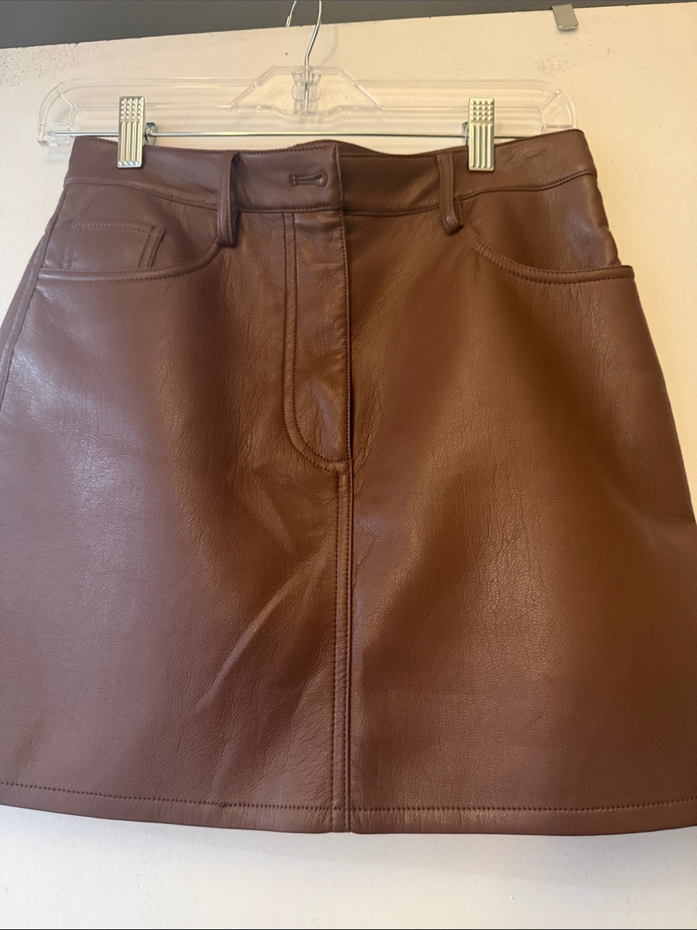 Aritzia Brown Faux Leather Mini Skirt